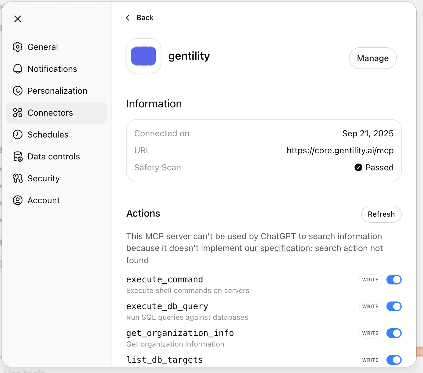 Connector setup completed
